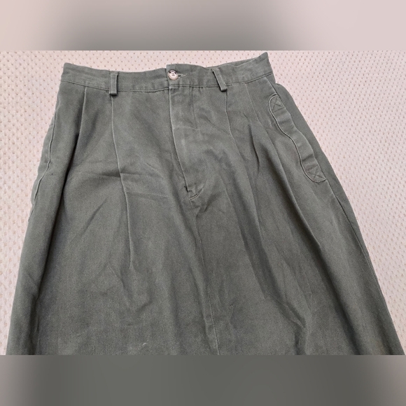 Vintage Willis& Geiger Skirt 8 USA Made Bush Poplin Wrap Maxi Green  Military - Picture 13 of 15